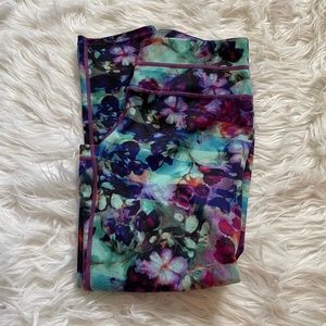 Athleta Floral Purple Crop Workout Leggings